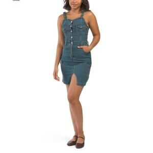 NWT BEBE Women's Sleeveless Button Front Denim Mini Dress